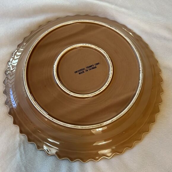 Lemon Meringue Pie Baking Dish Recipe 11 In X 1 1/2 In Brown Yellow Crimped Edge - Picture 5 of 8